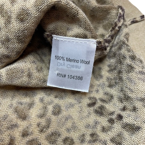 Garnet Hill Animal Print Button Up Cardigan Sweater Merino Wool Brown Tan Small - Picture 4 of 5